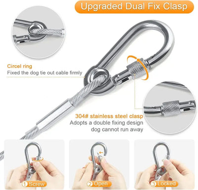 Dog Tie Out Cable Long Steel Wire Dog Leash,Heavy Duty & Durable Dog Chain for Yard,Dog Leads for Large Dogs Up to 150 Lbs