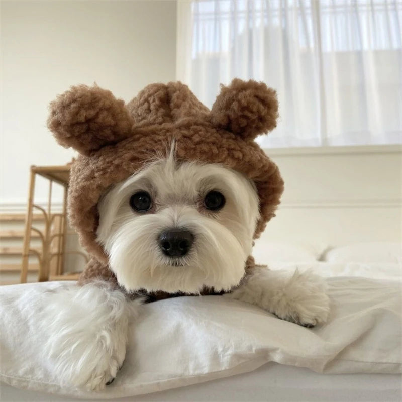 Super Warm Pet Winter Clothes Cosplay Costume Bear Shaped Outfits for Small Medium Puppy New Year Double Fleece Cat Clothing