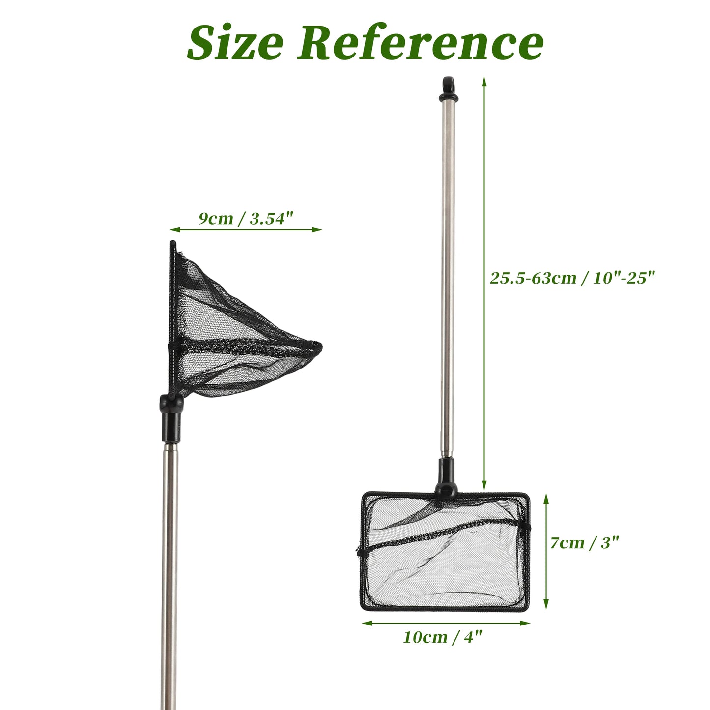 UXCELL Fishing Landing Net Handhold Fish Tank Net Stainless Steel Extendable Handle for Fish Tank Aquarium Accessories