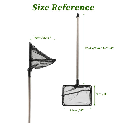 UXCELL Fishing Landing Net Handhold Fish Tank Net Stainless Steel Extendable Handle for Fish Tank Aquarium Accessories