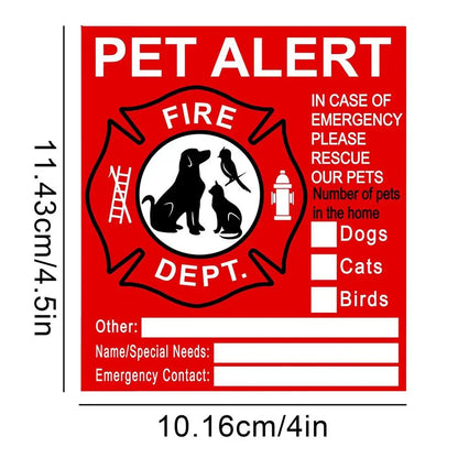 10PCS Pet Alert Stickers Pets Inside Fire Rescue Stickers Save Our Pets Emergencies Pet Inside Decal Emergencies Danger Decals