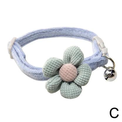 Pet Collar Cute Knitting Flower Bell Collar With Adjustable Collar Style Cartoon Cat Safety Small Dog Pet Supplies Buckle V6S4