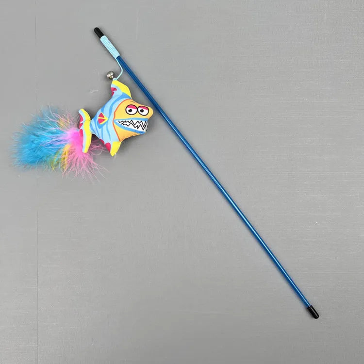 Cat Toy Cat Teaser Sticks Ocean Fish Playing Cat Stick Pet Supplies Biting Cat Toys Cat Mint Doll Feather Throwing Interaction