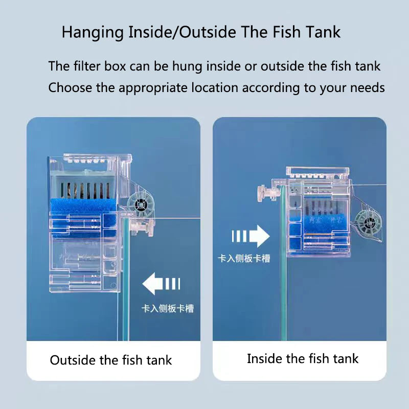 New Fish Tank Waterfall Filter Box Wall Mounted Built-in Silent Circulating Water Purifier For Aquarium Tank Box With Water Pump