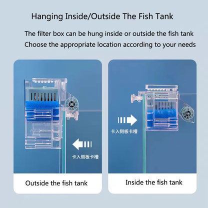 New Fish Tank Waterfall Filter Box Wall Mounted Built-in Silent Circulating Water Purifier For Aquarium Tank Box With Water Pump