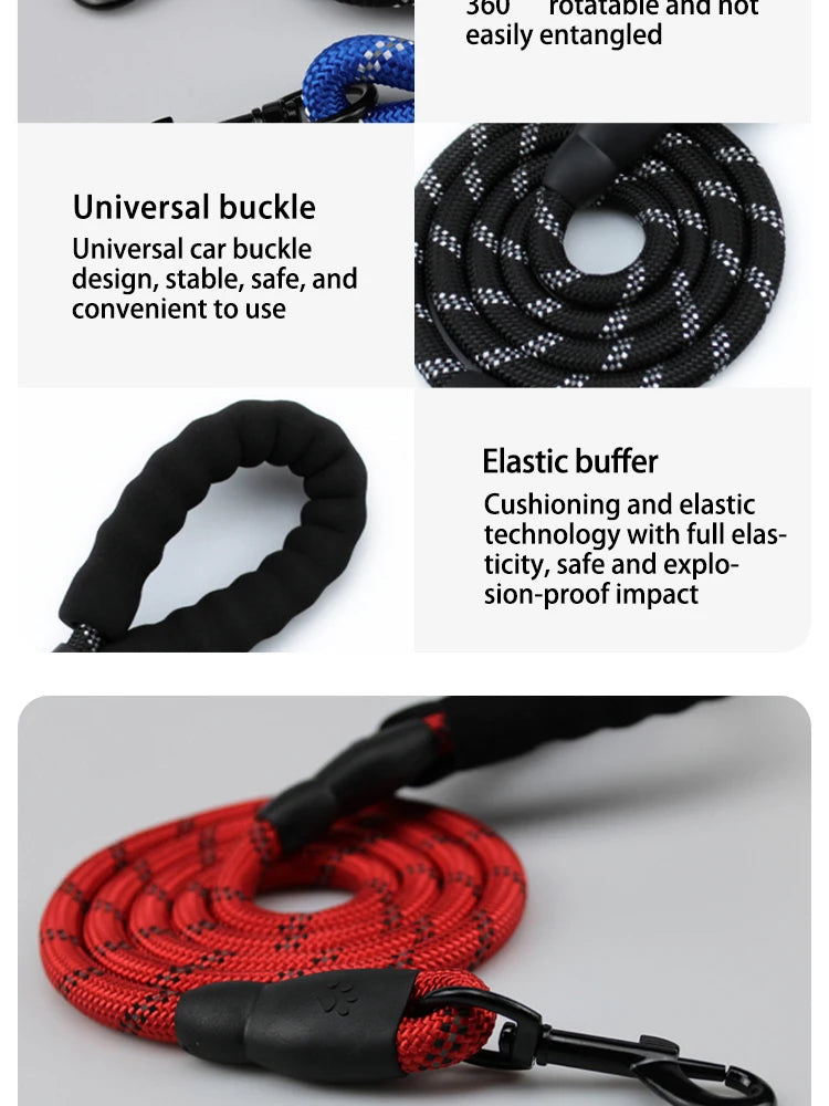 Reflective Dog Leash with Padded Handle - Durable Dual Traction Rope for Strong Dogs - Boost Safety and Control