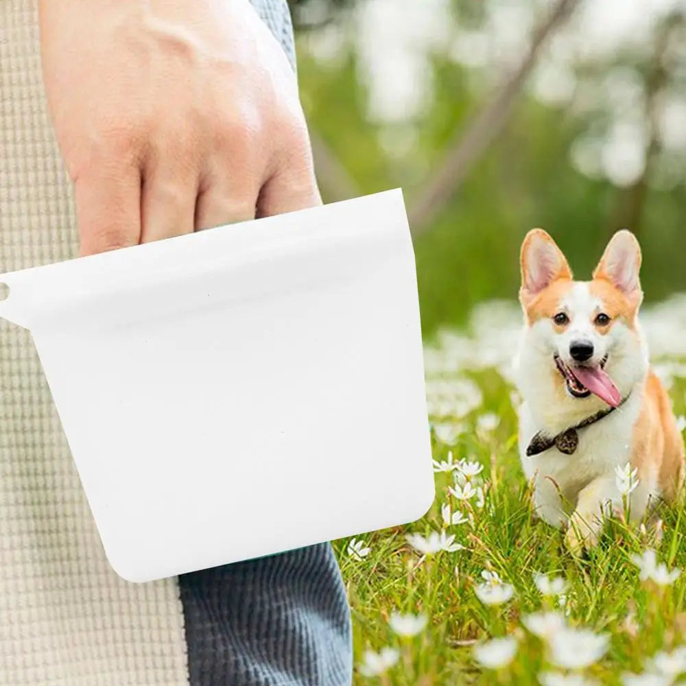Silicone Dog Treat Bag Outdoor Feeder Portable Dog Training Bag Waterproof Dog Treat Holder Pouch Food Reward Storage Bag