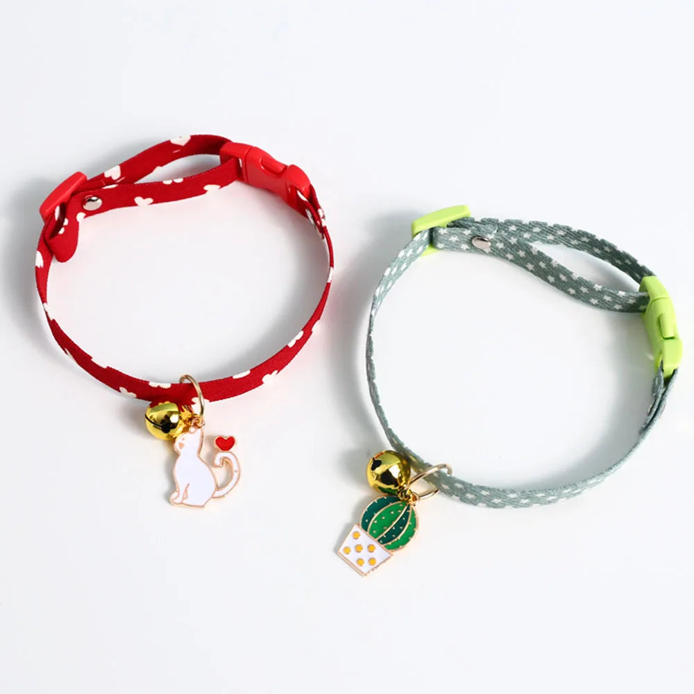 Pet Supplies Accessories for Cats Adjustable Cat Necklace for Kitten Puppy Small Dog Cat Breakaway Bell Collar with Cute Pendant