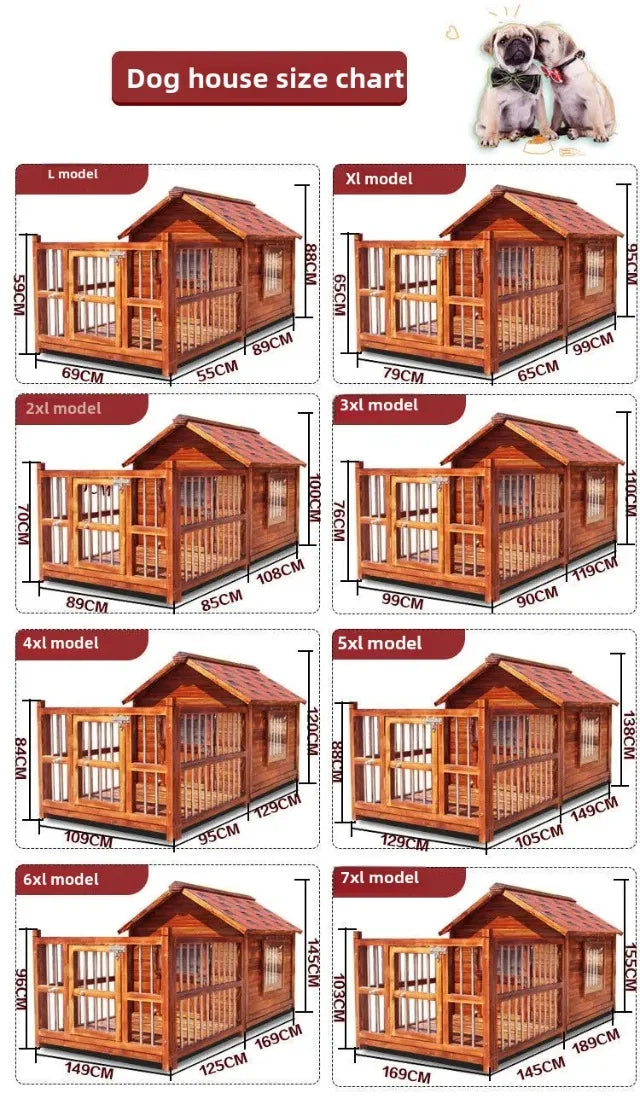 Outdoor Waterproof Solid Wood Kennel Medium and Large Dog Golden Retriever Kennel House Rainproof Outdoor Four Seasons