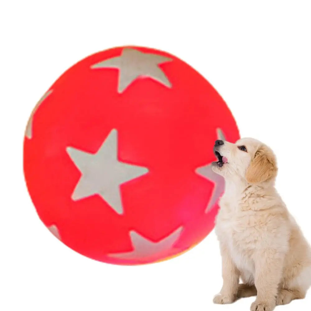 Dog Chew Ball Light Up Elastic Chew Toy With Star Pattern Soft Pet Supplies Chewable Ball 6cm For Veterinary Hospitals Pets Cats