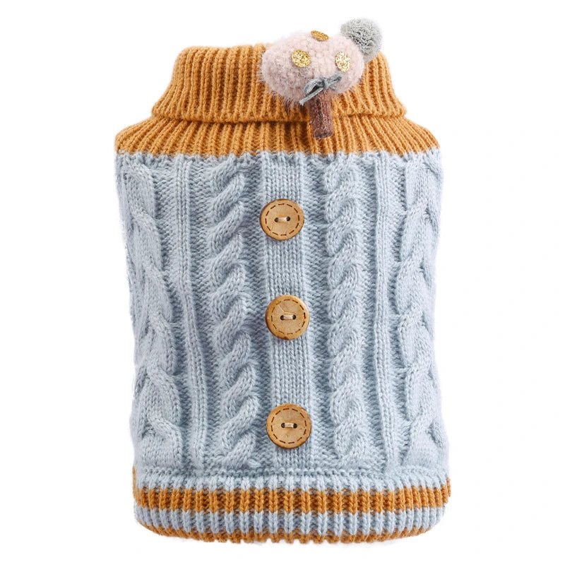 Luxury Designer Warm Winter Clothes for Pets Wool Knitting Floral New Year York Dog Sweaters Sphinx Cat Christmas Puppy Clothing