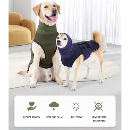 Dog Relief Calming Vest Dog Anti Anxiety Jacket Reflective Turtleneck Coat with Hood Small Medium Large Dogs Clothes