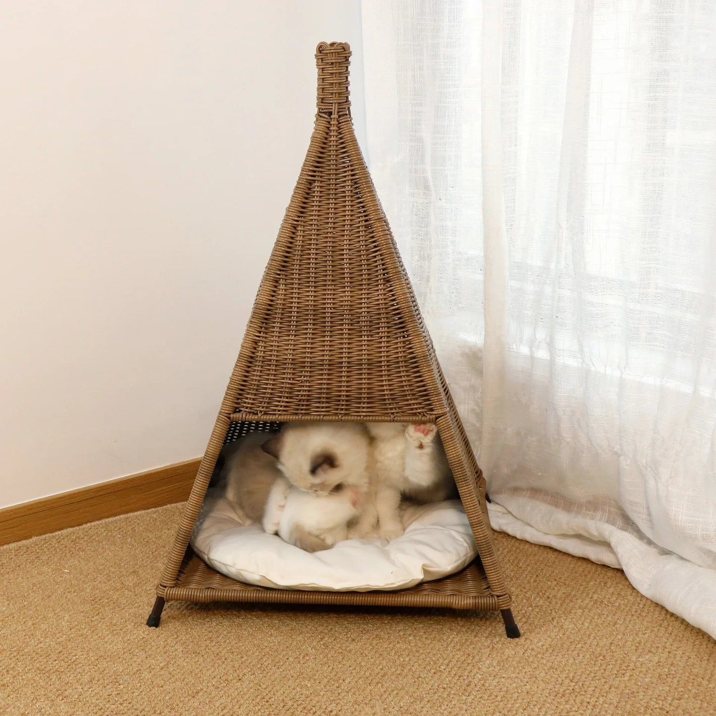 Cat litter tent creative rattan summer kennel cool breathable pet litter four seasons cat litter Internet celebrity cat villa