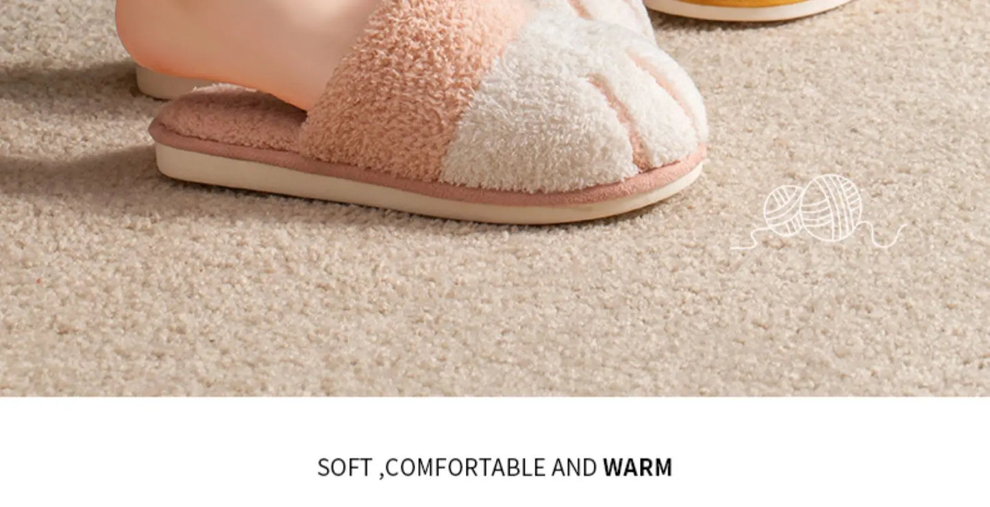 Winter Plush Slippers For Women Warm Cute Cat Paw Designer House Fur Slippers Indoor Bedroom Lovers Indoor Fluffy Shoes