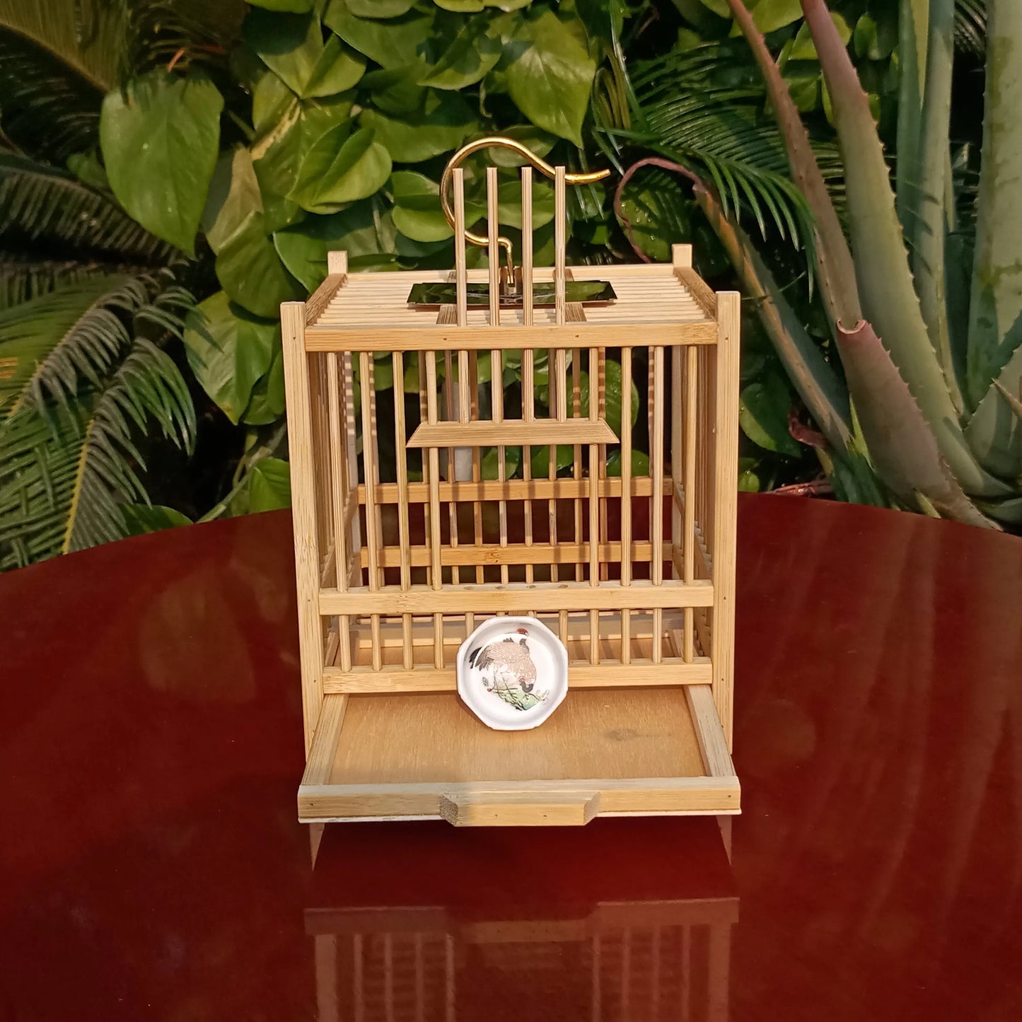 Grasshopper Cage, Bamboo Single Grid, Pure Handmade Bamboo Woven Cage, Classic Insect Crawling Tool with Drawer