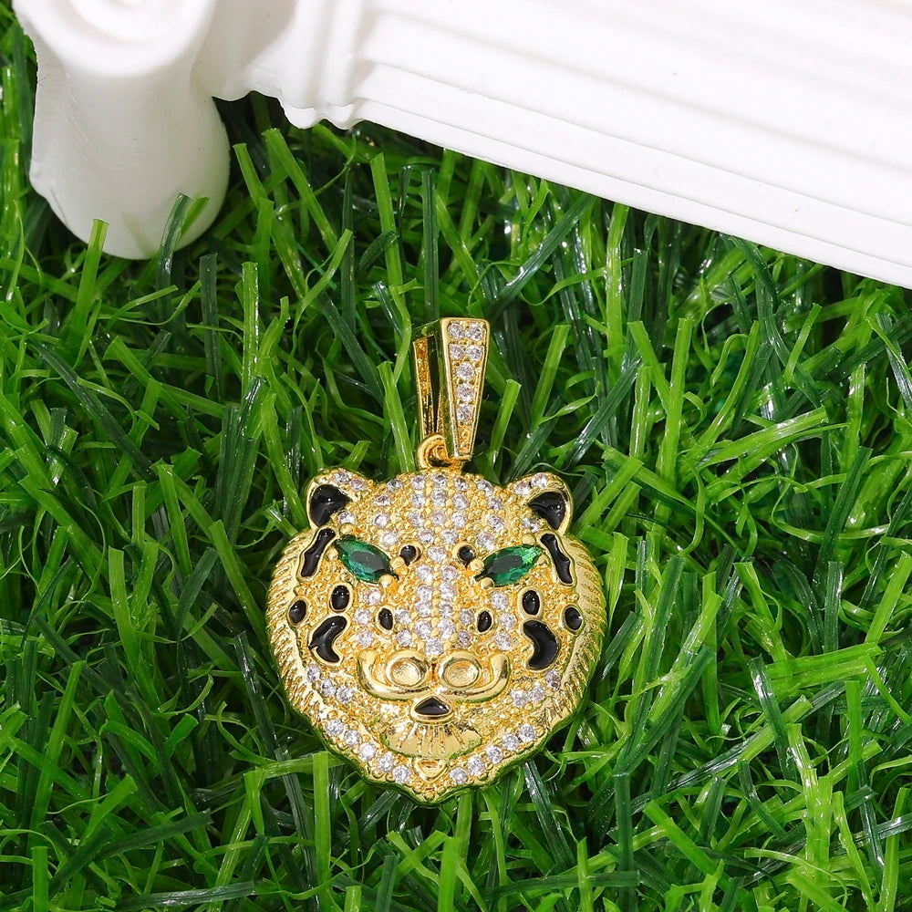 Juya 18K Real Gold Plated Cubic Zircon Bear Lion Bird Tiger Panther Head Leopard Charms For DIY Pendant Necklace Bracelet Making