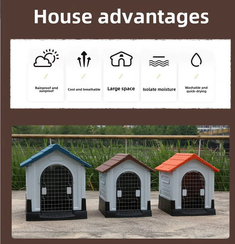 Outdoor kennel with toilet, sun protection in summer, universal in all seasons, outdoor rain-proof dog house, warm in winter, s
