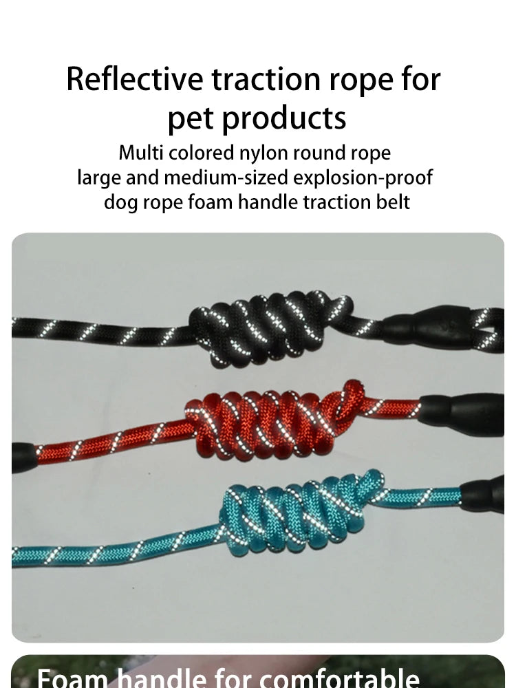 Reflective Dog Leash with Padded Handle - Durable Dual Traction Rope for Strong Dogs - Boost Safety and Control