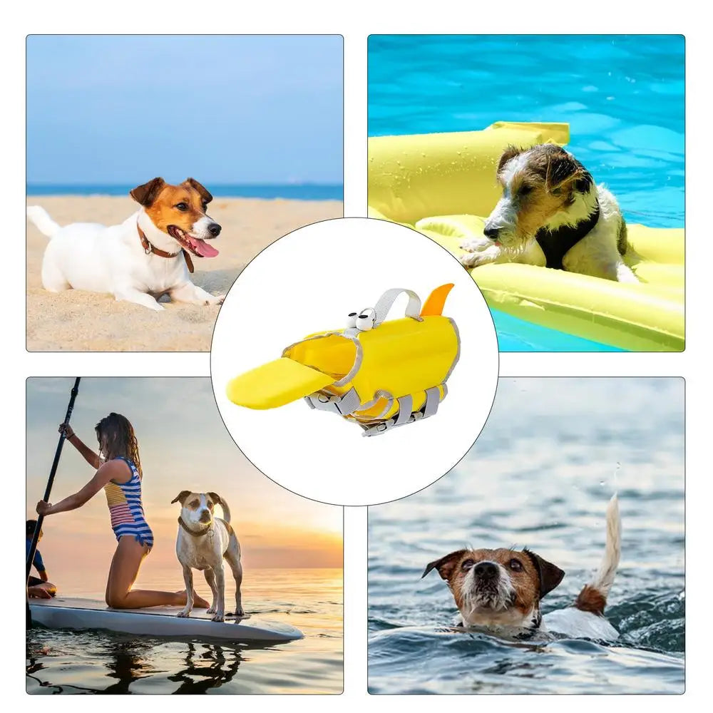 Dog Life Vest for Swimming Adjustable Dog Swimsuit Flotation Lifesaver Quick-Drying Big Eyes Design Flotation Suit Clothes