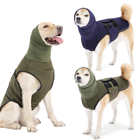 Dog Relief Calming Vest Dog Anti Anxiety Jacket Reflective Turtleneck Coat with Hood Small Medium Large Dogs Clothes