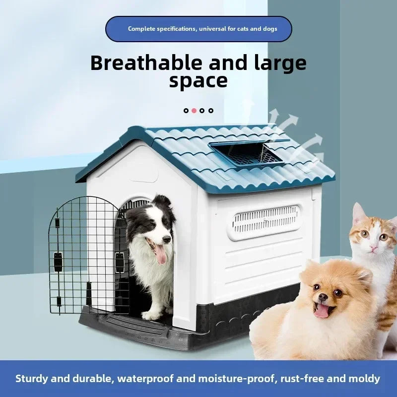 Outdoor Rainproof Pet Nest Four-season Universal with Toilet Plastic Kennel Sunscreen Dog Shed with Toilet with Toile