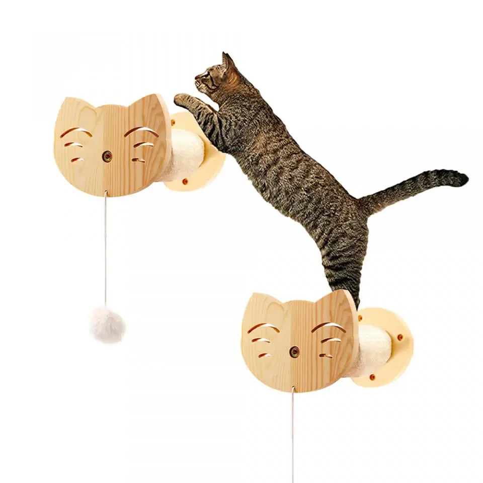 Cat Wall Mounted Furniture Hammock Climbing Shelves Cat Scratching Post Wooden Stairway Shelves Sisal Ladder Cat Climbing Frame