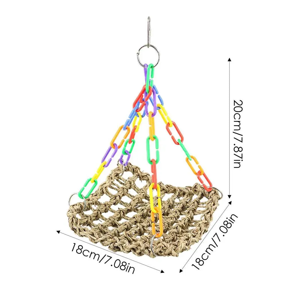 Bird Cage Hammock Swing Toy Woven Cage Hammock Parrot Swing Toy Teeth Care Bird Climbing Hammock Playing For Parrots Parakeets