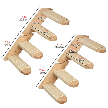 Cat Climbing Shelves Wall Mounted Cat House Wooden Cat Furniture Bridge with Protection Network for Cat & Kitten Ladders & Steps