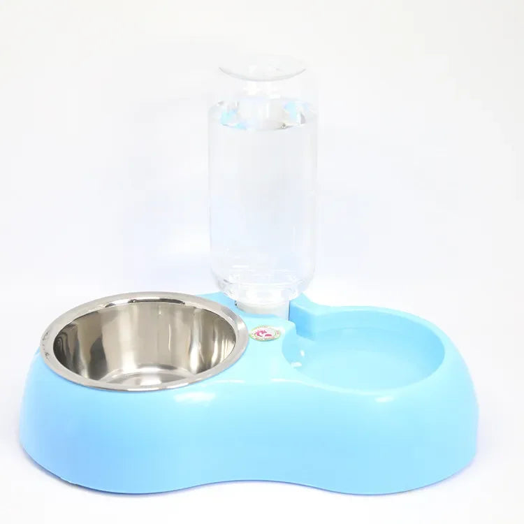 Dual Port Dog Automatic Water Dispenser Feeder Utensils Bowl Cat Drinking Fountain Food Dish Pet Bowl Raised Stand Dish Bowls
