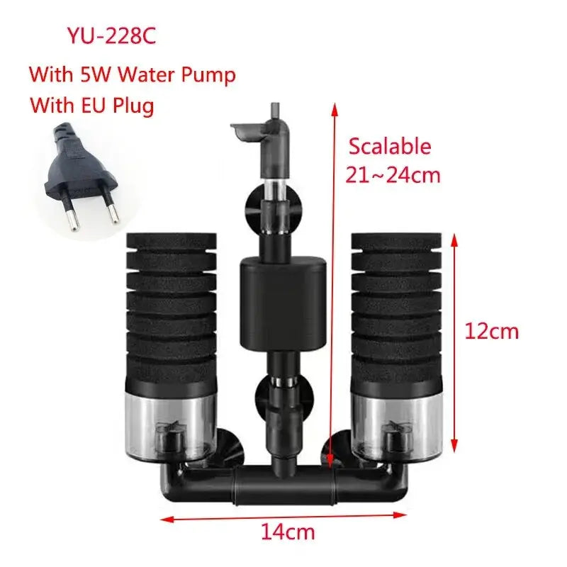 Aquarium Filter With Water Pump For Fish Tank Air Pump Skimmer Biochemical Sponge Filter Aquarium Bio Filters Filtro Aquario