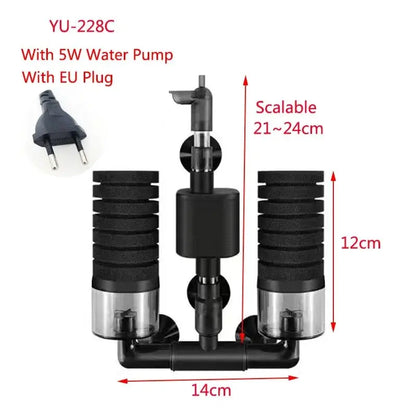 Aquarium Filter With Water Pump For Fish Tank Air Pump Skimmer Biochemical Sponge Filter Aquarium Bio Filters Filtro Aquario