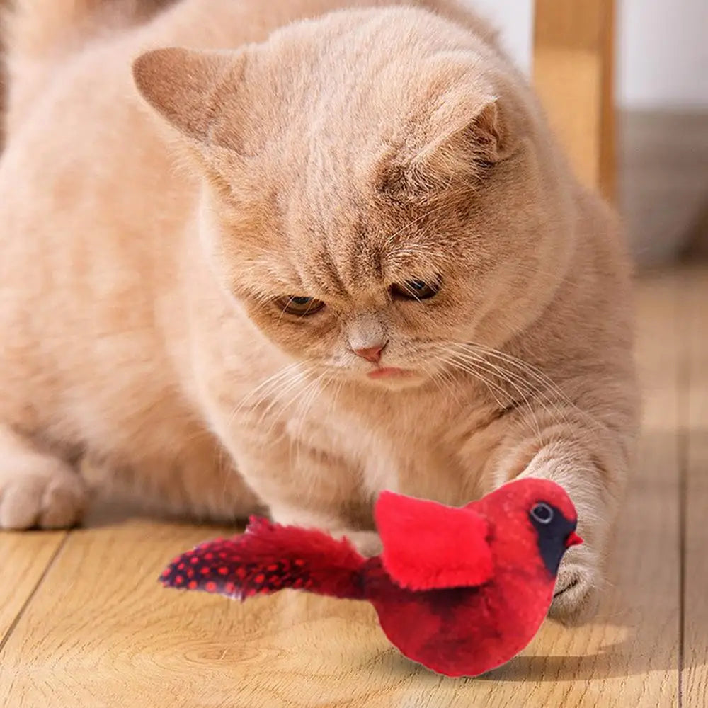 Bird Sound Cat Toy Interactive Cat Kicker Flapping Bird Vivid Bird Chirp Tweet Indoor Kitty Kitten Exercise Toys Rechargeable