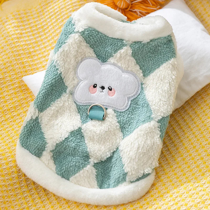 Fleece Dog Clothes Winter Pet Dog Warm Vest Cute Plaid Puppy Coat Girls Dog Costume Chihuahua French Bulldog Bichon Dog Clothing