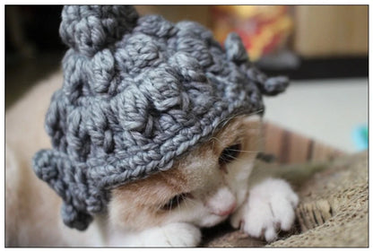 Winter Cosplay Buddha Pet Dog Hat Ginger Ear Protective Head Wear for Small Puppy New Year Lace Up Yorkshire Cat Accessories