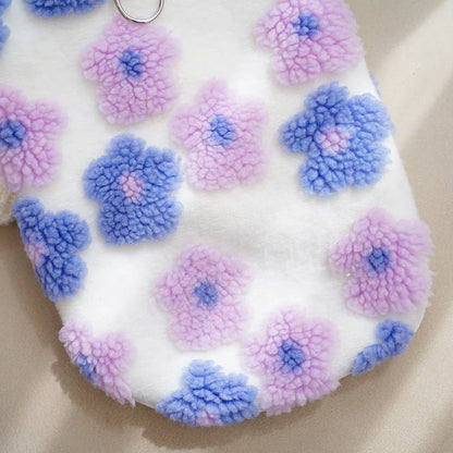 Dog Winter Coat Sherpa Warm Fleece Vest Sweater Flower Patterm Pet Clothes Cold Weather Jacket for Small Medium Dogs Puppy