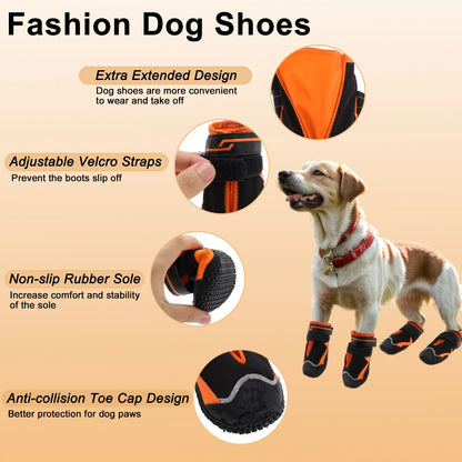 UXCELL 4pcs Casual Dog Shoes Waterproof Anti-Slip Dog Shoes Dog Boots Paw Protectors Outdoor Walking Protector Pets Shoes