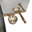 1Set Stainless Steel Birds Parrot Feeder Bowl Round Small Pet Natural Wood Stand Food Water Drinking Feeding Bowl