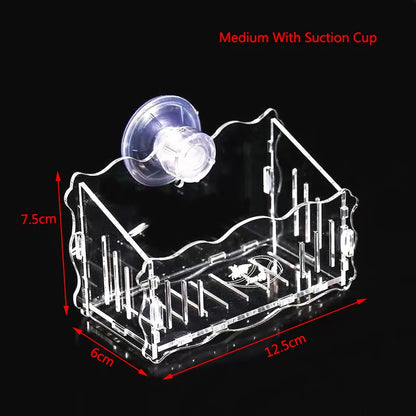 Hanging Fish Tank Crystal Acrylic Pot Polka Aquarium Decoration Water Planting Cylinder Cup Feeding Accessories with SuctionCup