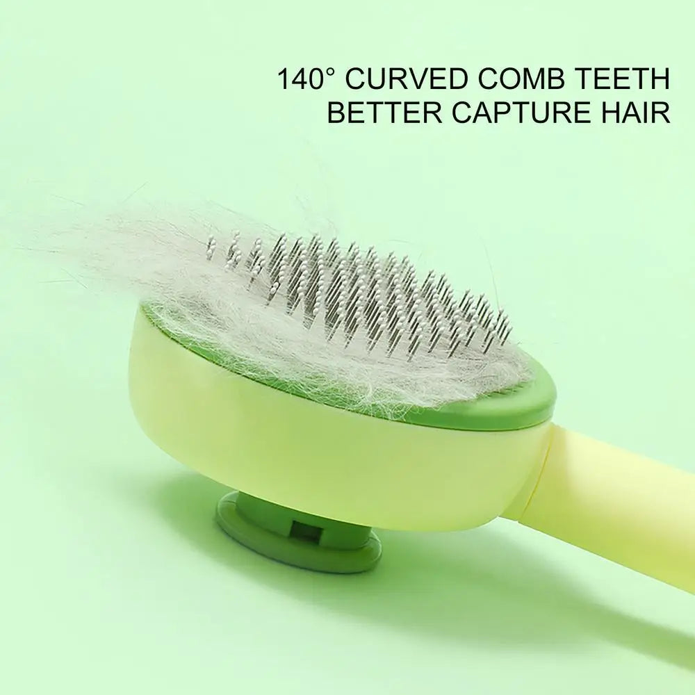 Self Cleaning Cat Brush Pet Cleaning Brush Pet Brush for Grooming Hair Removal with Release Button and Ergonomic Handle