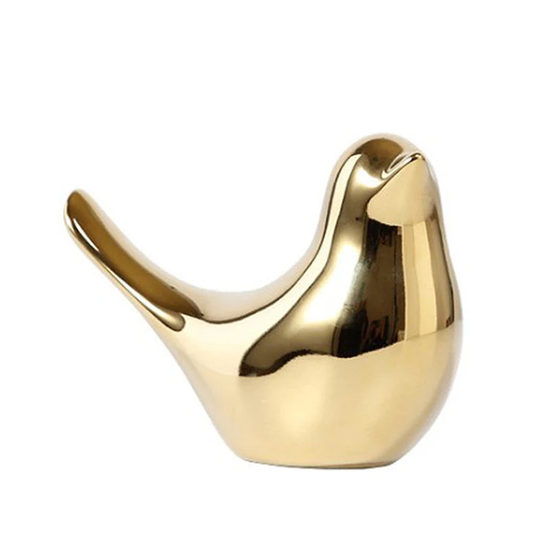 Gold Ceramic Bird Figurines Home Decoration Accessories Golden Bird Figures Fashion Wedding Ornaments Room Decor
