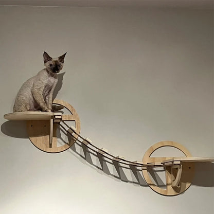 Cat Climbing Shelf Wall Mounted Hammock 1m Bridge With Sisal Scratching Post For Cats Tree Tower Platform Jumping Pet Furniture