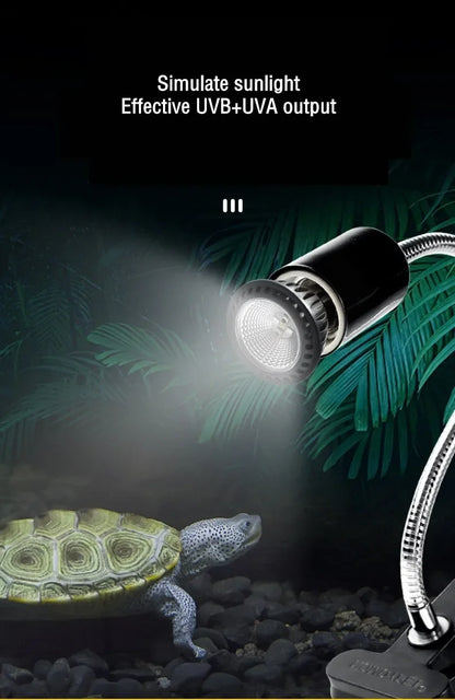5.0/10.0 Full Spectrum UVA UVB LED Reptile Turtle Basking Light Sun Lamp Sunbathe Heat Lamp for Lizard Reptiles Amphibians