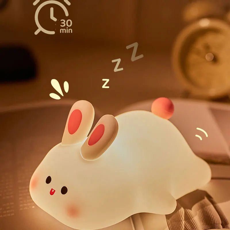 Cute Animal Silicone Night Light Patting Light, Rabbit Panda Octopus Robin Bird - for Room Decor, Gifts for Boys Girls Baby