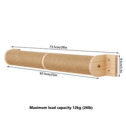 1 Piece Wooden Cat Wall Mounted House or Hammock with Climbing Ladder and Scratching Post for Kitten Playing and Sleeping