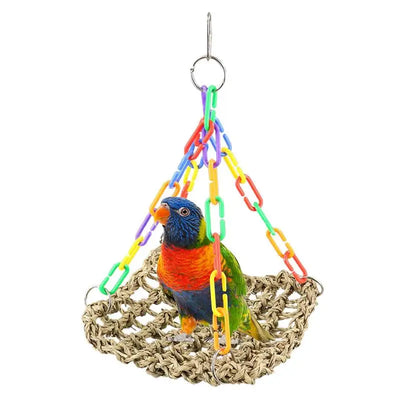 Bird Cage Hammock Swing Toy Woven Cage Hammock Parrot Swing Toy Teeth Care Bird Climbing Hammock Playing For Parrots Parakeets