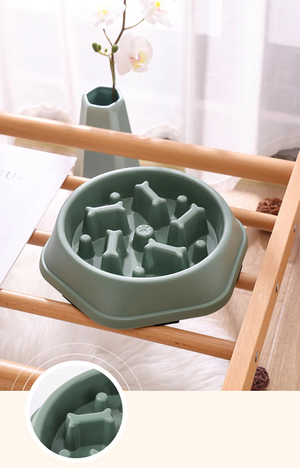 Slow Feeder Dog Bowls Slow Eating Pet Bowls Puzzle Anti-Gulping Interactive Bloat Durable Preventing Choking Healthy Dogs Bowl