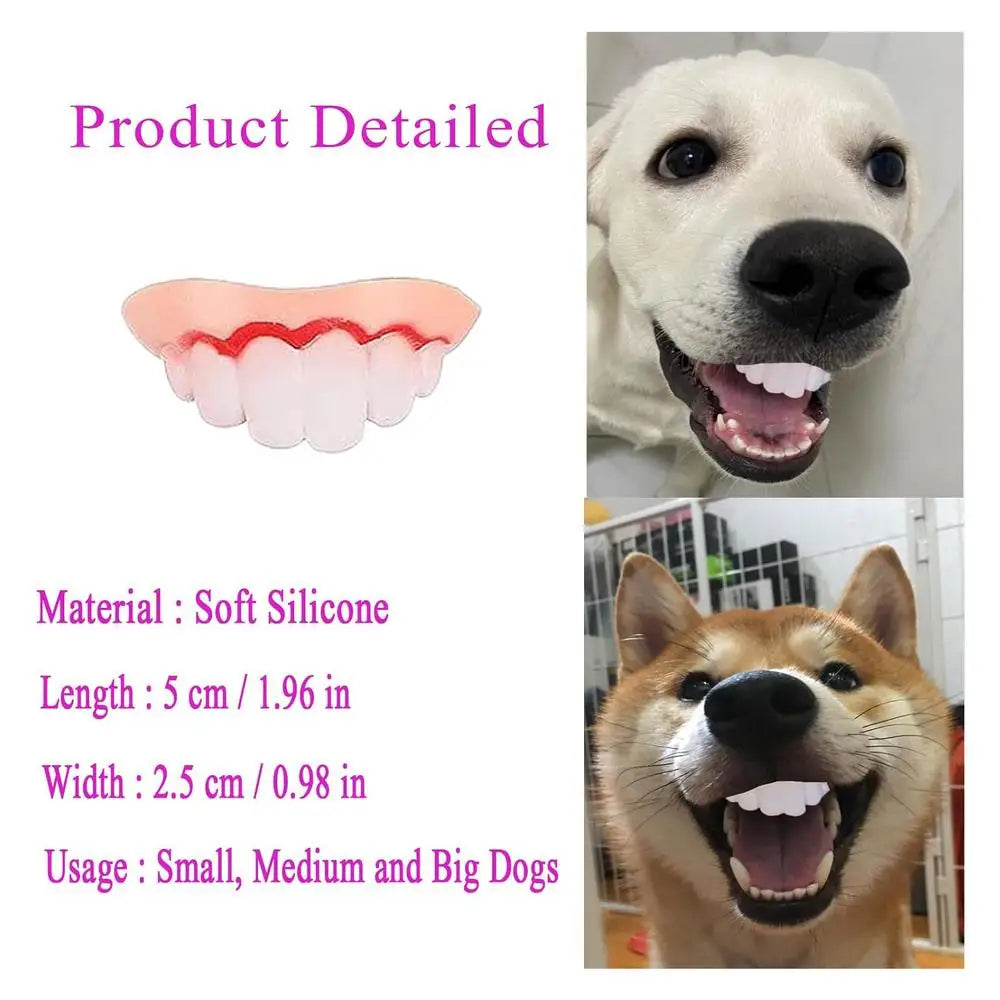 Pet CorgiDog False Teeth Toy Rabbit Front BuckTeeth Cover Funny Puppy Dentures Pet Decorating Cosplay Halloween Costume