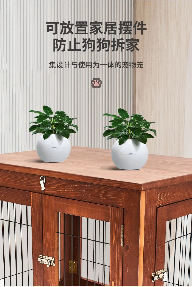 Cross-border new pet waterproof solid wood dog cage thickened pine golden retriever dog cage pet nest indoor high-end dog villa