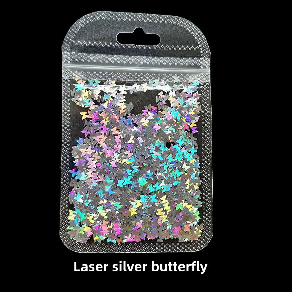 Cross-border Supply 10G BaG Laser Sequins Laser Four-pointed Star Butterfly Star DIY Crystal Glue Material