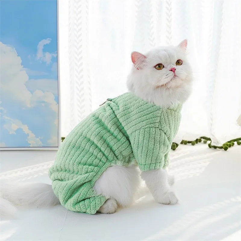 Winter Pet Clothes Dog Jumpsuit Fleece Dog Warm Coat Solid Soft Puppy Sweatshirt Chihuahua French Bulldog Costume Dog Pajamas